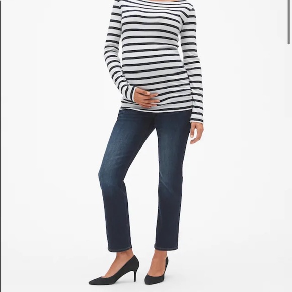 NWOT GAP Full Belly Band Maternity Dark Wash Jeans 30S - Picture 2 of 13